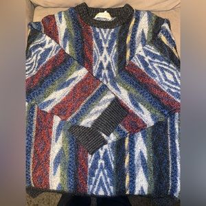 Vintage coogi style Southwestern Textured Abstract Geometric chunky sweater